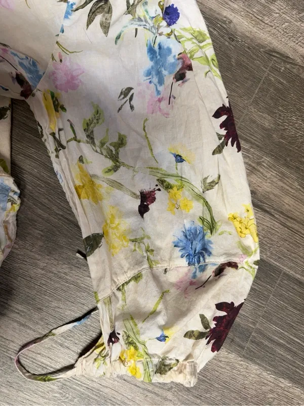 Zara Floral Long Sleeve Blouse Size L Boho Lightweight Top - Image 9