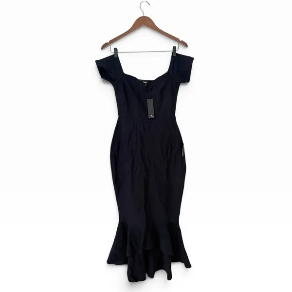 Lulus How Much I Care Midnight Blue Off-the-Shoulder Midi Dress size S NWT - Image 4