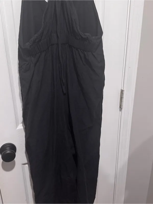 World Market Black Wide Leg Jumpsuit Sleeveless Racer Back Size Medium - Image 4