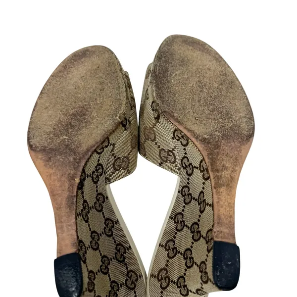 Vintage Gucci GG Monogram Canvas Wedge Slide Sandal US 8 - Image 10