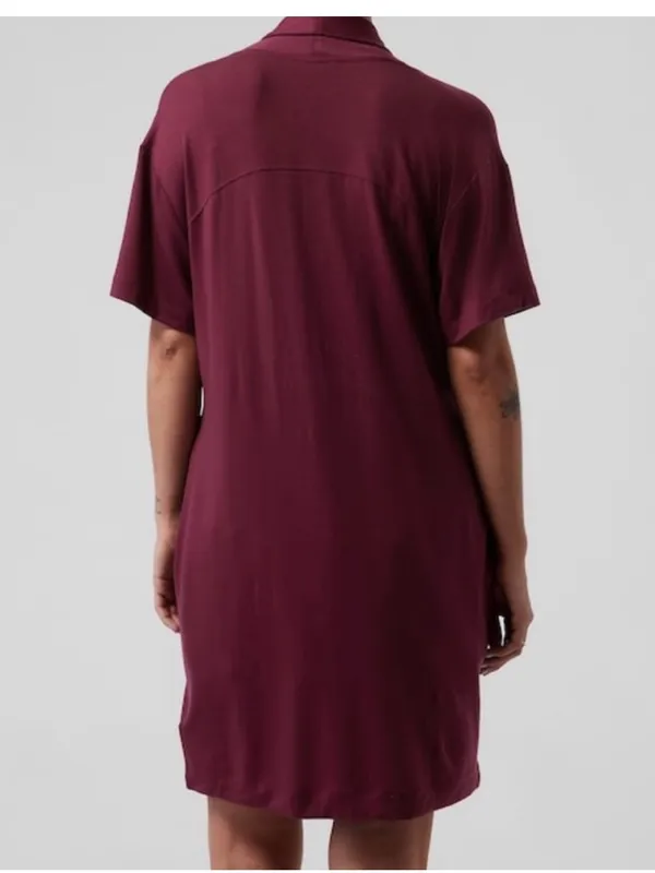 Athleta | Nighttime Bliss Short Sleeve Robe Plum Wrap Loungewear Bathrobe Relax - Image 2