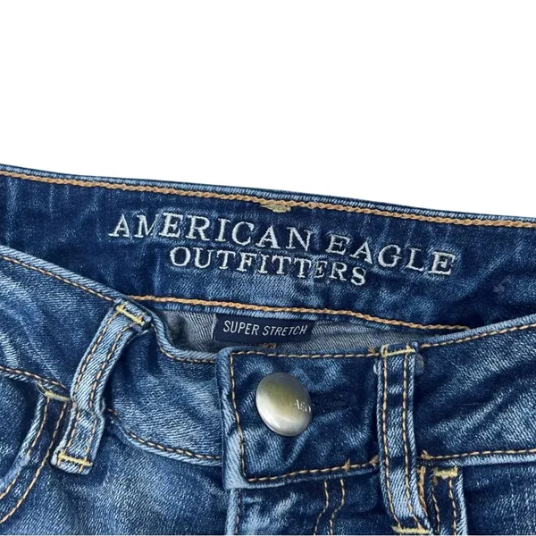 American Eagle Distressed Skinny Jegging‎ Crop Jeans Raw Hem Size 2 Normcore - Image 2