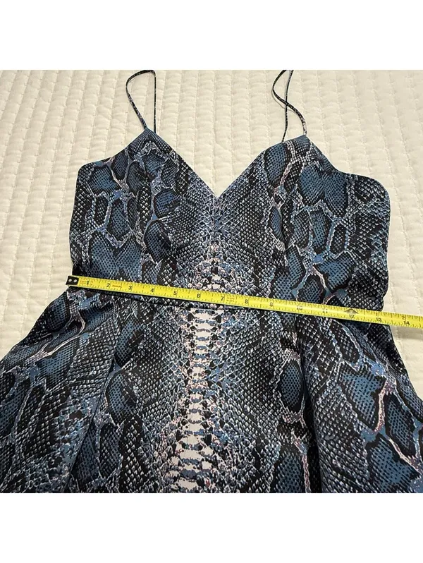 Lovers + Friends Blue Snakeskin Print Mini Cocktail Dress Strapless Sz S Small - Image 3