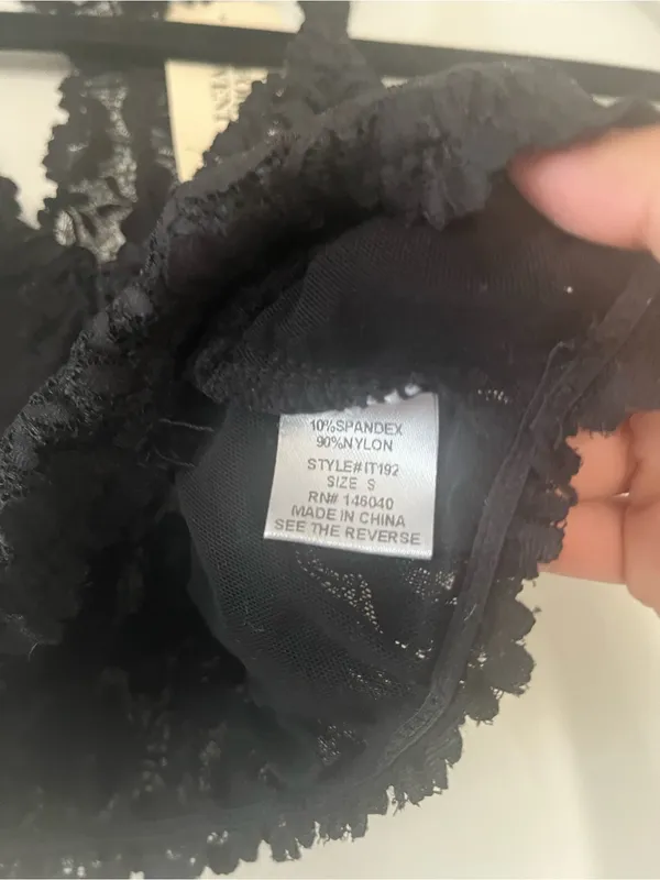 Forever 21 Black Floral Lace Halter Bralette Small Racerback Sheer Dainty - Image 4
