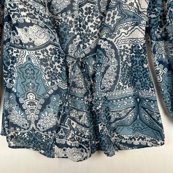 Show‎ Me Your Mumu Blue Paisley Print Bailey Back Tie Romper Long Sleeve XS - Image 9
