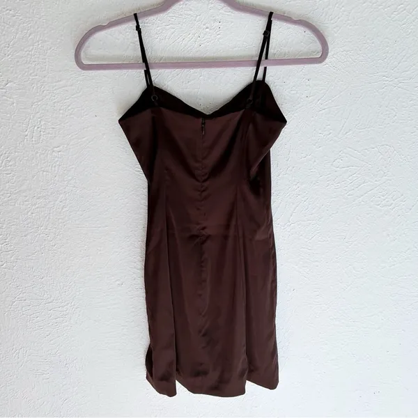 Aritzia Sunday Best Satin Dress Mocha Brown Sz 0 - Image 4