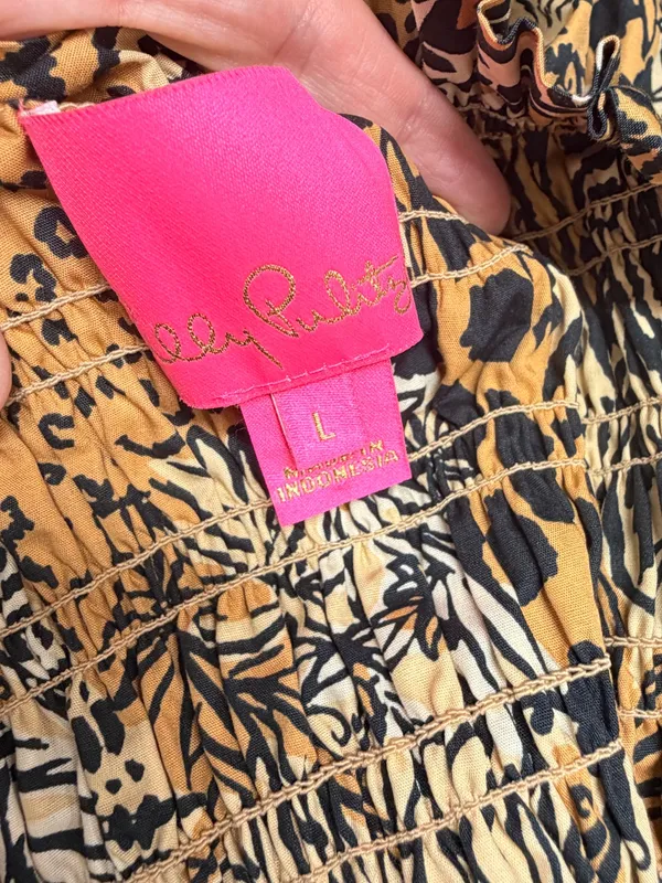 Lilly Pulitzer Beyonca Animal Print Babydoll Mini Dress Rattan Walk On The Wild - Image 5
