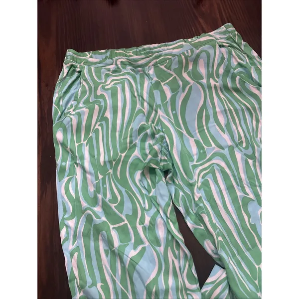 Lilly Pulitzer Cambridge Pullon Palazzo Pants Finders Keepers Blue Green Xl - Image 5