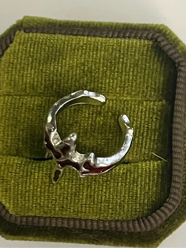 Gothic/Punk Red & Silver Unique Design Stainless Statement Ring Size 6 - Image 3
