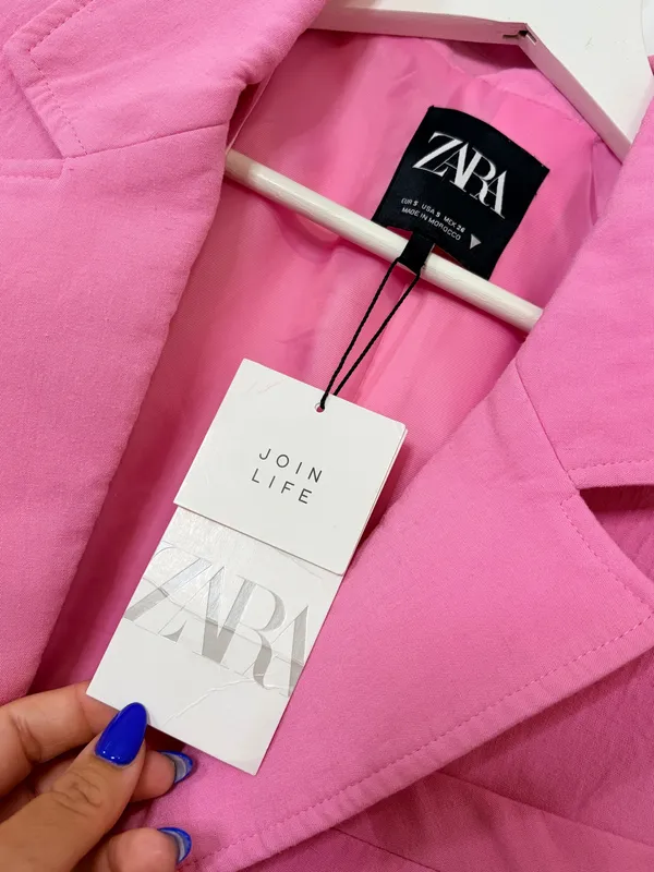Zara S Pink Cropped Blazer NWT Chic Preppy Minimalist Barbiecore Tailored Jacket - Image 4