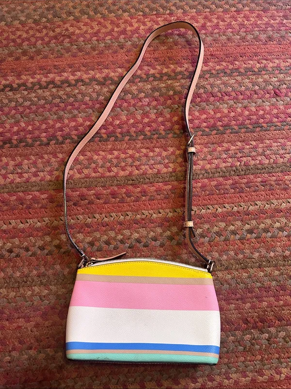 kate spade leather Colorblock Stripe Crossbody - Yellow, Pink, Blue, Mint, White - Image 5