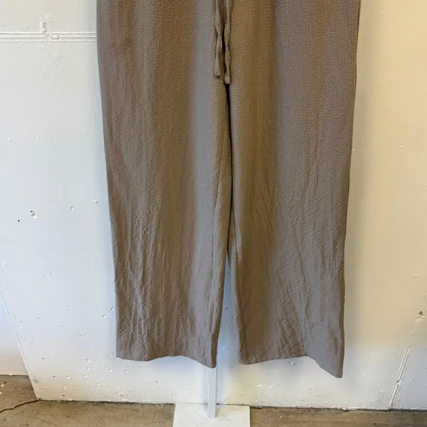Peppermayo Crinkle Textured Wide Leg Drawstring Pants US 6 EU 38 Gray Earthy - Image 4