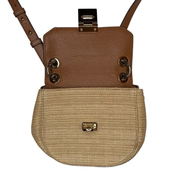 Michael Kors Crossbody Neutral Woven Leather‎ Small Shoulder Bag Chain Strap - Image 4
