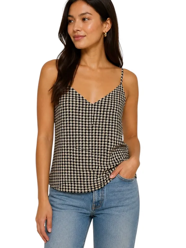 Banana Republic Elephant Print Cami Top Black Cream Size S - Image 11