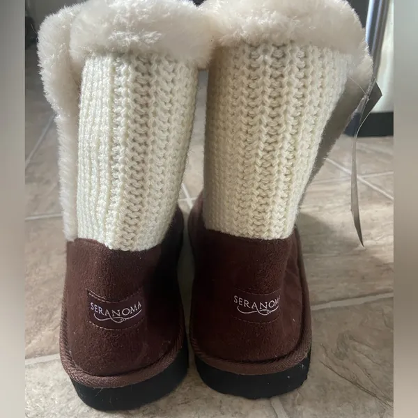 Cozy Brown and Cream Slipper Boots- Size 9 NWT - Image 3
