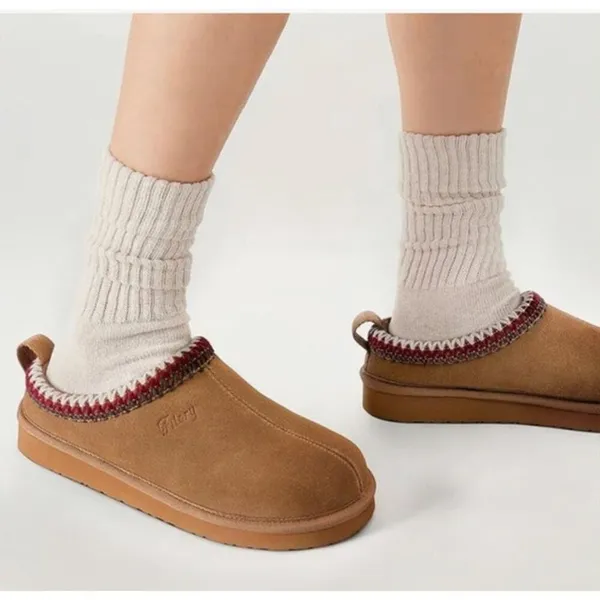 Fitory Women's Suede Leather Flat Short Casual Mini Slipper Boot, Sz 10 - Image 2
