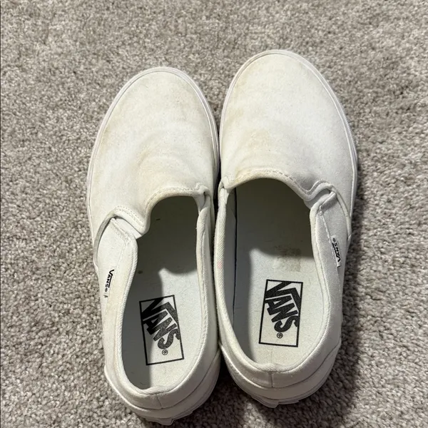 Vans Classic White Canvas Slip-Ons - Image 2