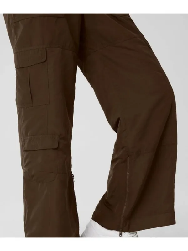 Alo High-Waist Ski Moto Puffer Pants Espresso Hi-Rise Waisted Warm Wide Leg Edgy - Image 3