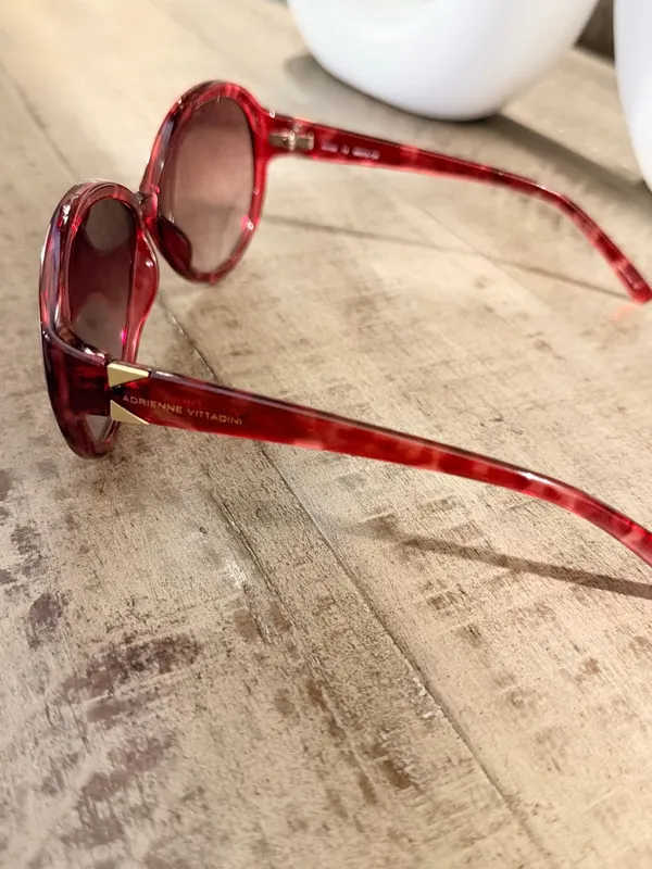Adrienne Vittadini Red Tortoiseshell Oval Women’s Sunglasses - Image 2