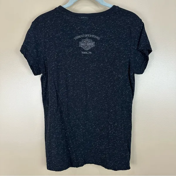 Harley Davidson Black Silver Metallic Graphic Live To Ride To Live T-Shirt Large - Image 6
