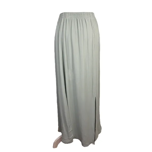 Womens Maxi Skirt Small Sage Green Side Slit Rayon Boho‎ Minimalist USA Cottage - Image 3
