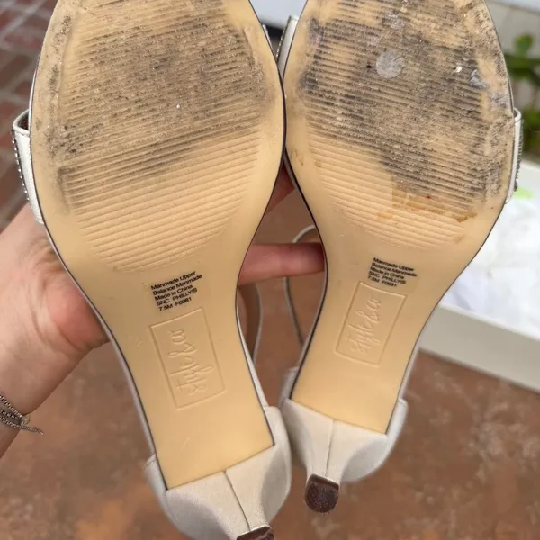Style&co Women's Phillys Two-Piece Evening Sandals white silver sz 7.5 - Image 5