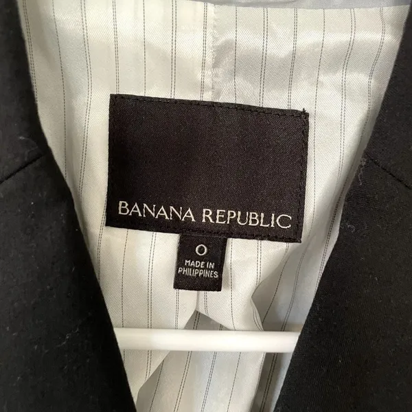 Banana‎ Republic black business formal blazer suit top wool women size 0 - Image 3