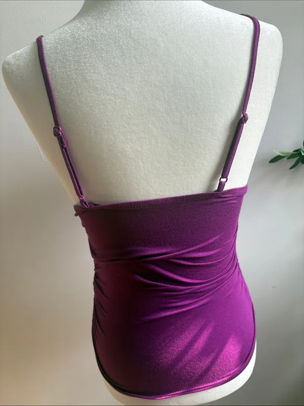 SHEIN Magenta Lace Trim Satin Tank Cami - Image 3