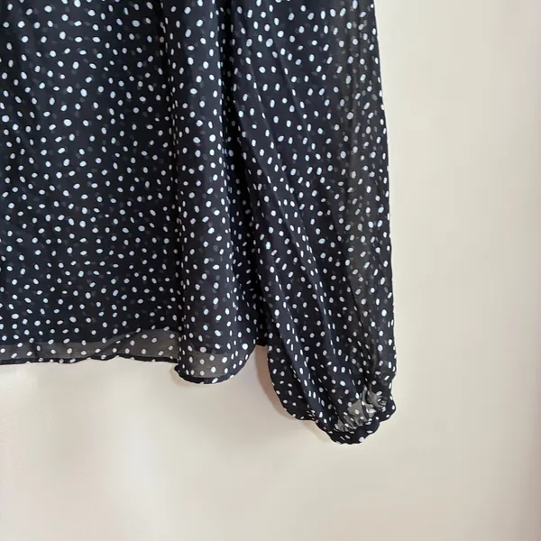 Cabi 3956 Ruffle Front Polka Dot Blouse Size M Black White Womens Sheer Top - Image 3