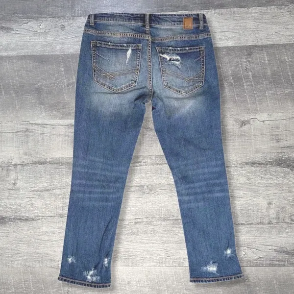 BKE Payton Distressed Crop Blue Jeans Womens 28 (31X26) Low Rise Denim ABK1629 - Image 4