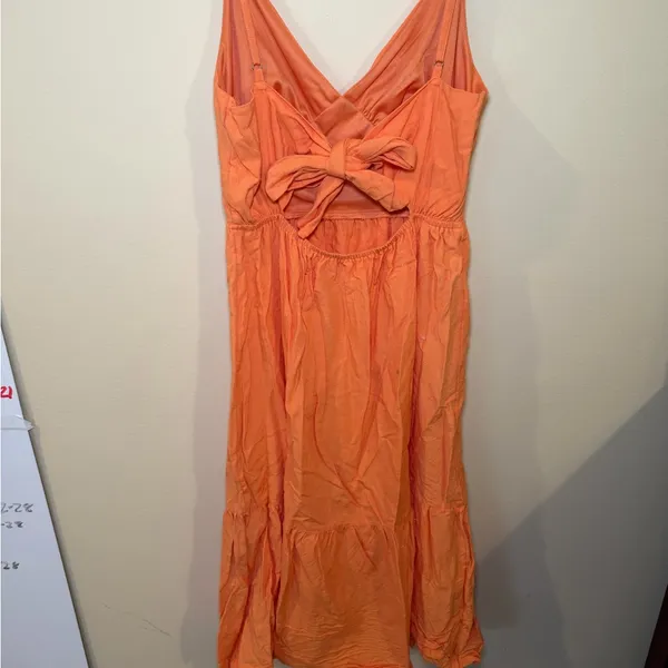 Vibrant Orange Midi Dress Size M - Image 2
