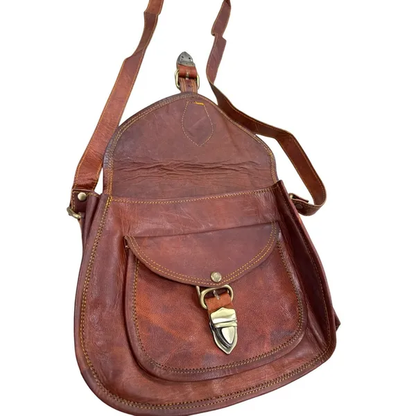 Firu womens Vintage Leather Handmade crossbody Purse 9x10 SKU 7164 - Image 9