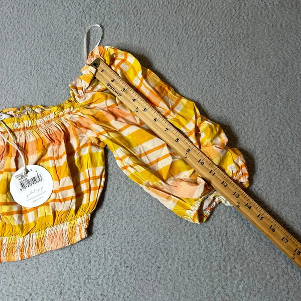 Petal & Pup Top Women 2 Yellow Orange Off‎ Shoulder Crop Pullover Ruffle Top NEW - Image 7
