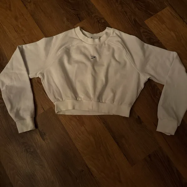 Gymshark w/Embroidered Logo Cropped S White Sweat Shirt - Image 4