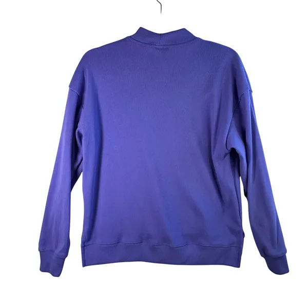 Adidas Ribbed Mock Neck Sweatshirt Purple Rib Knit‎ Pullover Small IM5555 Sporty - Image 2