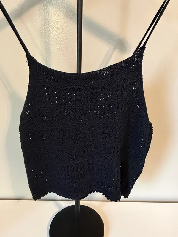 Forever 21 Black Crochet Knit Camisole Top -Festival Top (Top only) - Image 2