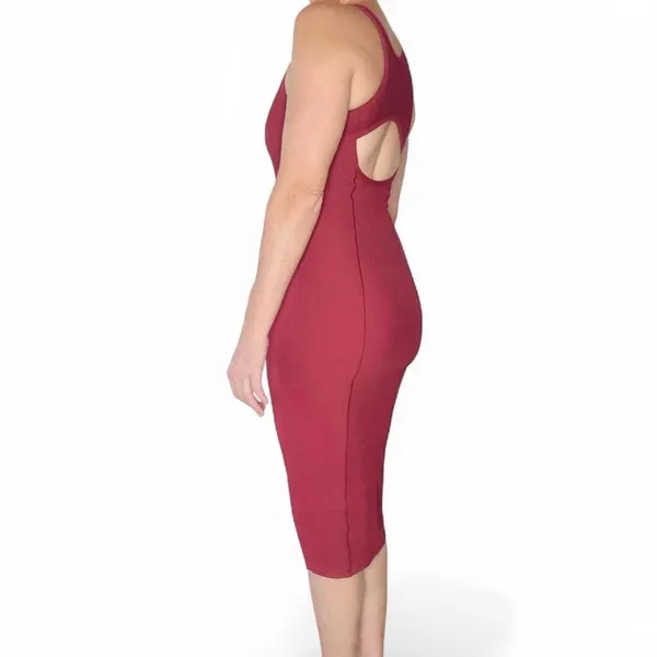 Lululemon Maroon Ribbed BodyCon Open Back Sleeveless Dress - Image 7