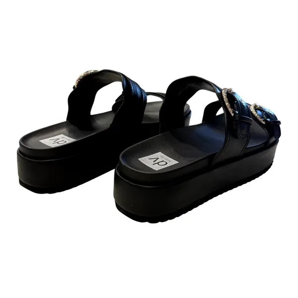 DV Dolce Vita Serpent Double Band Footbed Sandals in Black Smooth, Size 9.5 - Image 4