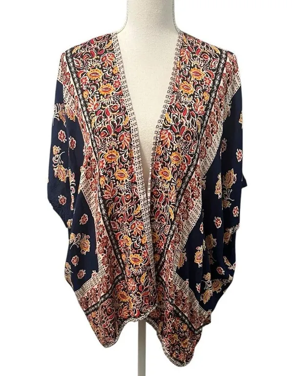Angie Boho Paisley Open Front Dolman Sleeve Kimono Wrap Medium - Image 5