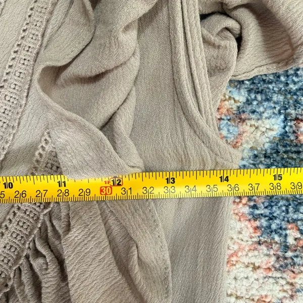 Baltic Born Jennifer Deep V Maxi Dress Small Taupe Crochet Flutter Sleeve Boho L - Image 5