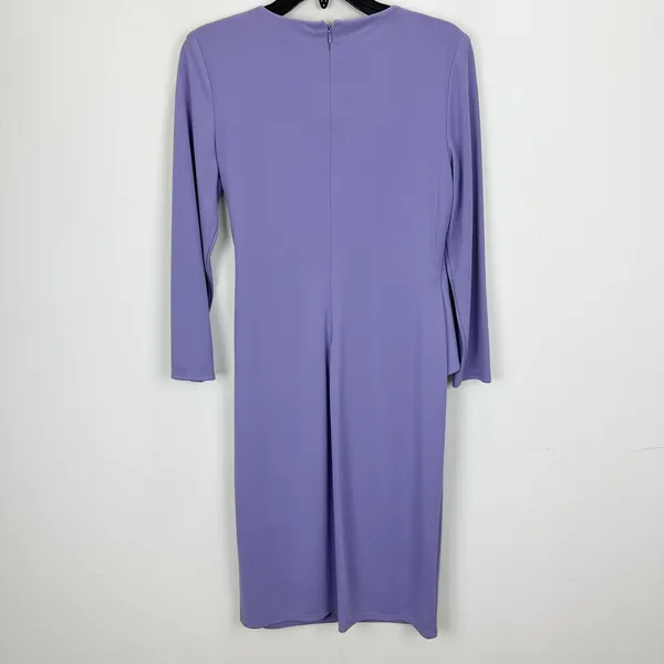 Lauren Ralph Lauren Jersey 3/4 Sleeve Dress Draped Knee Length Purple US 6 NWT - Image 10