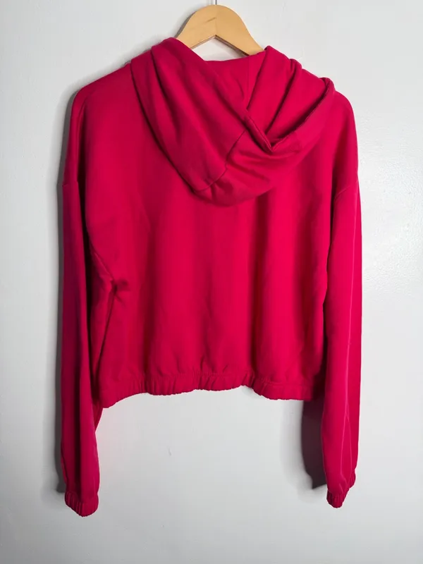 DayBreak Pink Cropped Hoodie Large Barbiecore Loungewear‎ Sporty Chic Streetwear - Image 3