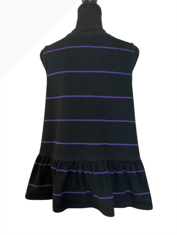 Anthropologie Black Sleeveless Peplum Top with Purple Stripe - Image 2