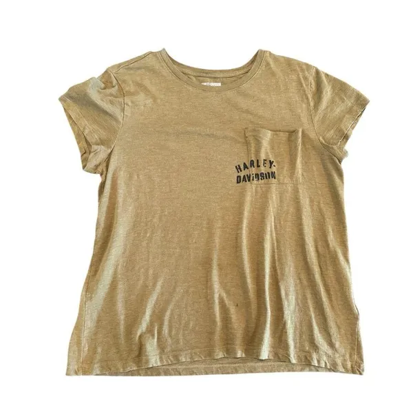 Harley Davidson Women’s Large T Shirt Olive Tour Of Duty Pocket Relaxed Fit Tee - Image 3