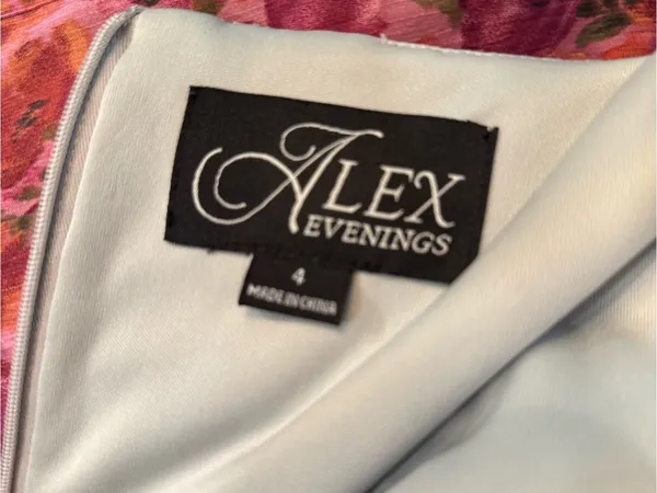 Alex Evenings Silver Grey Lace Long-Sleeve Evening Gown Sz 4 - Image 5