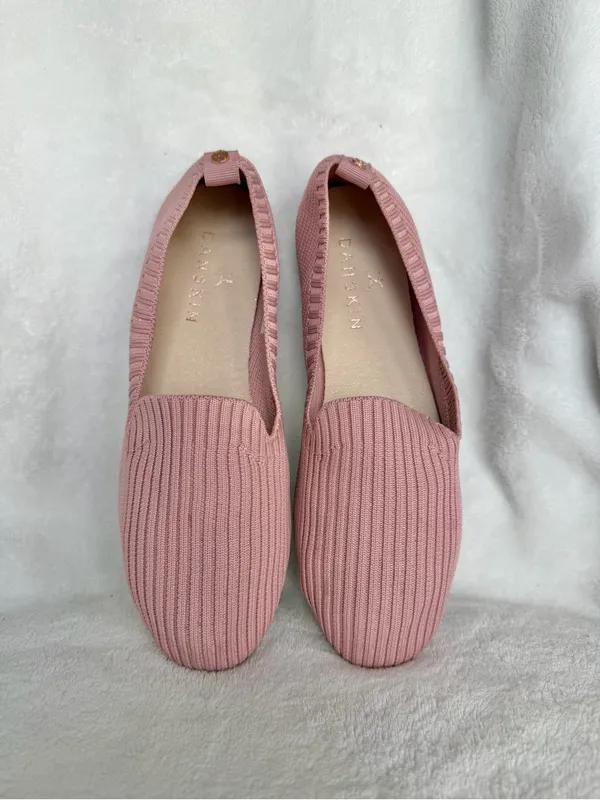Danskin HOPE Ballet Flats Brown Ribbed Knit Slip On Memory Foam Womens 6 - Image 2