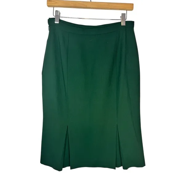 Doncaster Skirt Womens Size 6 Green A-Line Midi Pleated Hem Work Formal - Image 3
