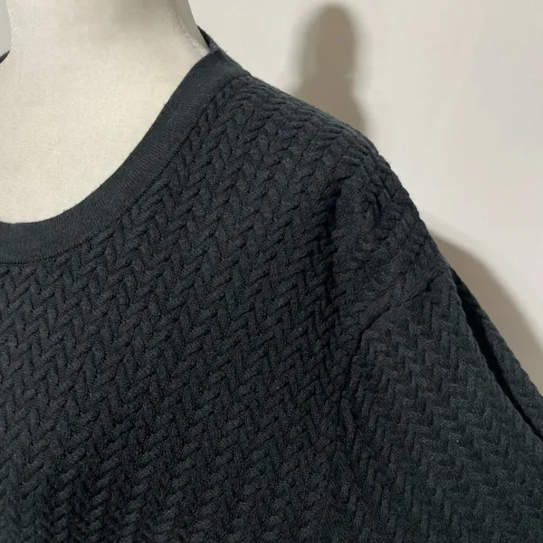 Abercrombie & Fitch Cable Knit Short Sleeve Sweater Tee Faded Black Size Large - Image 7
