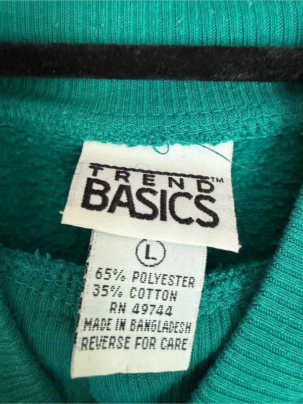 Vtg 90s Trend Basics Teal Floral Polka Dot Mock Neck Sweatshirt Women’s Large - Image 6