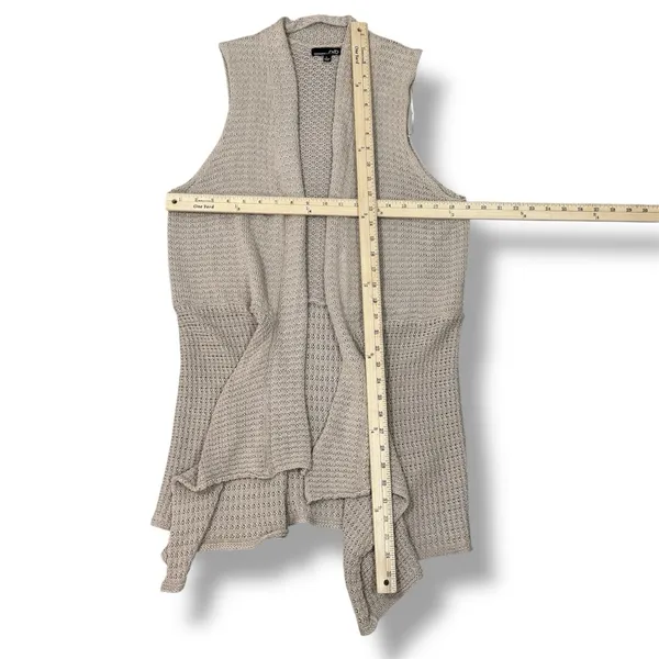 RXB Boho Open‎ Waterfall Long Cardigan Sweater Vest Tan Large Cotton - Image 11